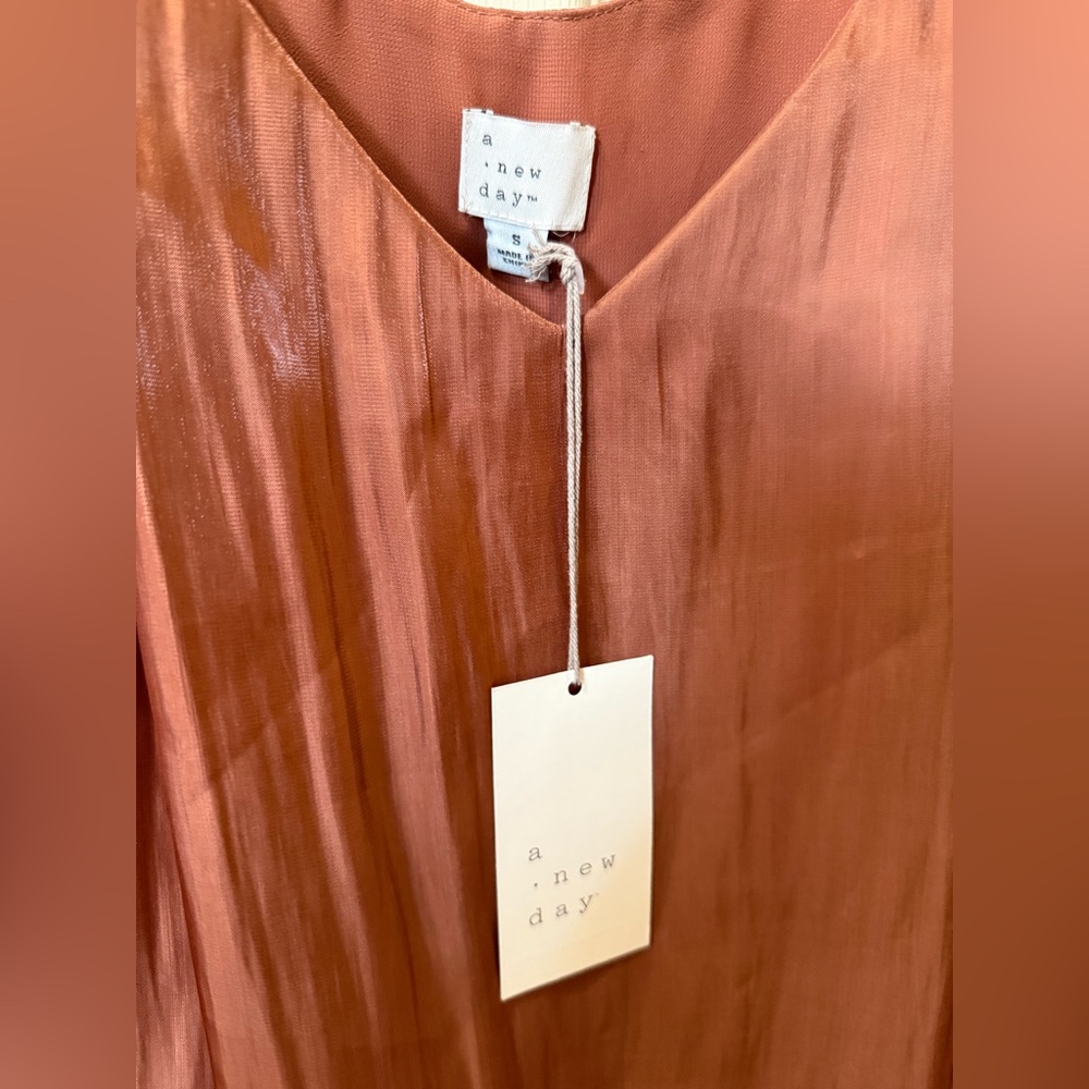 NWT a new day orange satin tank top - Picture 2 of 7